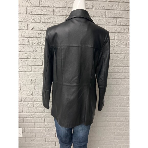 Franklin Allen Women’s Black Long Sleeve Leather Jacket Size M - Picture 2 of 8